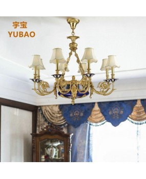 French style copper pendant light, European style hotel home decoration, villa hall, living room, bedroom, study room, corridor, dining room, ceramic lighting fixtures