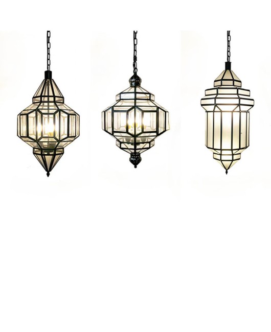 All copper Moroccan lampshade, simple pendant light, corridor staircase, hotel restaurant lobby, black glass metal light