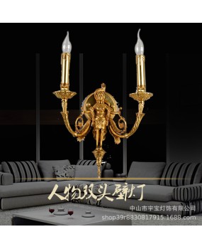 French style all copper wall lamp for indoor home decoration, living room, bedroom, dining room, corridor, study, gym, staircase lighting