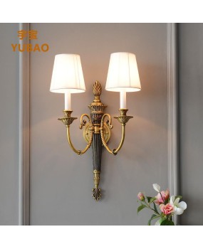 American wall lamp, all copper, French retro and atmospheric villa living room lamp, bedroom bedside lamp, corridor staircase lamp