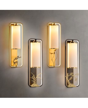Bedroom bedside wall lamp, all copper new Chinese style living room background wall lamp, creative luxury, modern simplicity, staircase corridor lamp