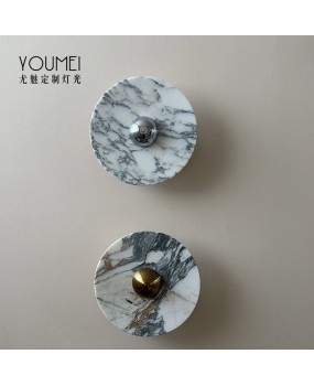 French style ancient Baoguli natural marble wall lamp, entrance hall, living room, bedroom, aisle, large white flowers, charging, wiring free