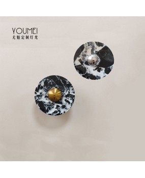 French DIY Middle Ancient Baoge Natural Marble Wall Lamp Entrance Living Room Bedroom Corridor Background Wall Lamp