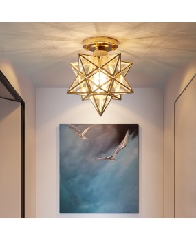Corridor corridor American copper pentagram entrance light Nordic star creative bedroom light living room corridor lighting