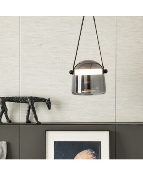 Belt leather pendant light, modern minimalist personality restaurant, Nordic creative art, glass bar counter, aisle, bedside study room