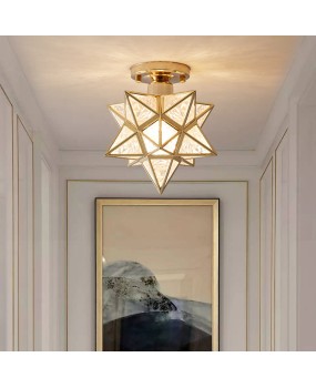 Corridor corridor American copper pentagram entrance light Nordic star creative bedroom light living room corridor lighting
