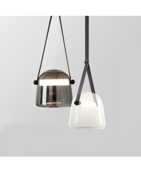 Belt leather pendant light, modern minimalist personality restaurant, Nordic creative art, glass bar counter, aisle, bedside study room