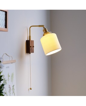 French style antique bedside lamp, ceramic wall lamp, modern minimalist living room wall lamp, bedroom with switch, high-end lighting fixture