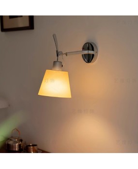 Artemide, Italy, vintage sheepskin paper wall lamp, bedside study, bedroom foyer, corridor, background wall, reading lamp