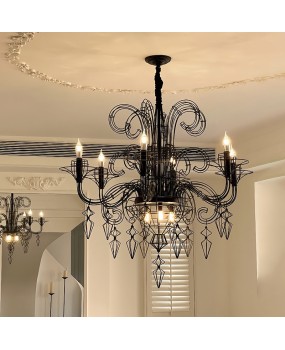 Baroque living room chandelier, French creative designer, villa staircase with empty space, modern minimalist and high-end artistic light