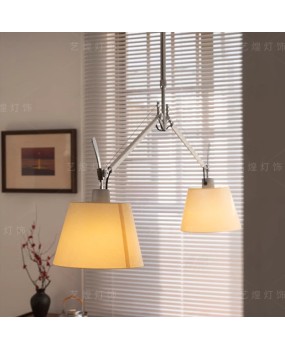 Artemide Tolomeo, Italy Double Headed Vintage Restaurant Pendant, Study Table, Sheepskin Paper Swing Arm Light Fixture