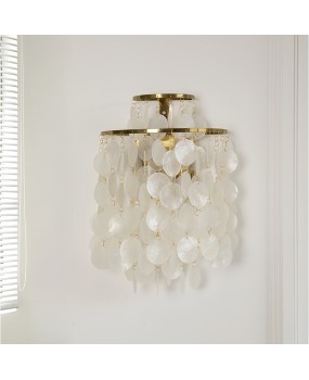 French living room, natural Verpan shell, French designer, retro restaurant, bedroom corridor, bell shaped wall lamp