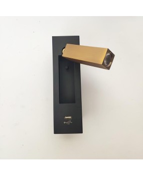 CE certified hotel bedside wall light USB rechargeable LED reading light 3W embedded rotatable spotlight