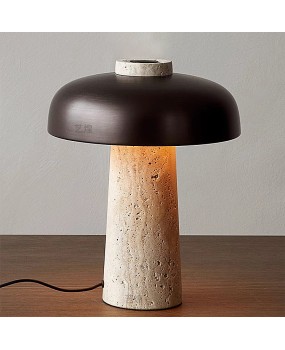 Danish retro yellow cave stone mushroom table lamp, living room, bedroom, study, designer Nakaguwabi sabi style creative bedside lamp