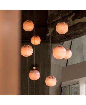Canadian Boci 84 Series Handmade Glass Designer's Rotating Duplex Staircase Suspended Living Room Pendant Light