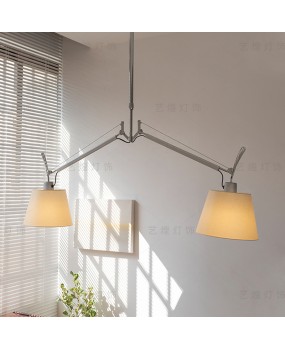 Artemide Tolomeo, Italy Double Headed Vintage Restaurant Pendant, Study Table, Sheepskin Paper Swing Arm Light Fixture