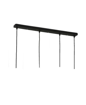 Black and white straight strip ceiling tray rectangular circular pendant light with three heads at both ends and a multi head base