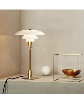 Danish PH2/1 Table Lamp Designer Model Room Full Copper Amber Glass Study Desk Lamp Book Desk Lamp