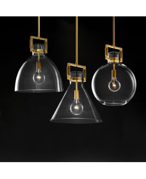 Nordic postmodern minimalist restaurant pendant light creative personality antique bronze living room bar counter study bedroom glass small pendant light