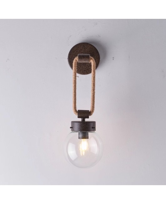 American glass hemp rope wall lamp retro industrial style creative living room TV background wall lamp bedroom bedside lamp