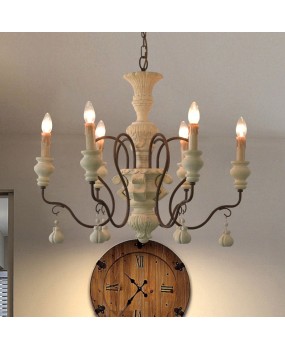 American style countryside French rustic wood carving pendant light, living room dining room bedroom clothing store homestay pendant light