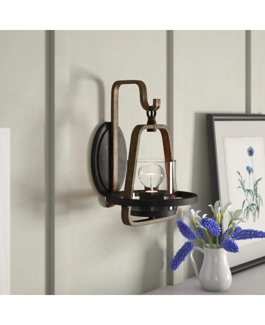 American retro wrought iron single head wall lamp, warm bedroom bedside lamp, aisle TV background wall decoration wall lamp