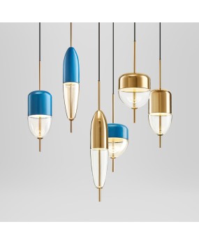 Postmodern gold blue droplet glass fashion designer bedroom dining room pendant light