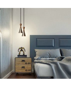 Bedhead pendant light, Nordic restaurant pendant light, modern and simple bar counter pendant light, copper color creative single head personalized bedroom light