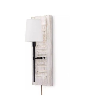 French retro white pleated wooden wall lamp, linen lampshade, rural style bedroom bedside lamp, wall soft decoration lamp