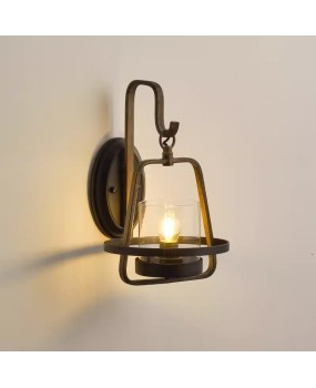 American retro wrought iron single head wall lamp, warm bedroom bedside lamp, aisle TV background wall decoration wall lamp