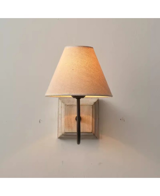 American countryside retro simple solid wood wall lamp, warm bedroom bedside lamp, living room dining room wall decoration lamp