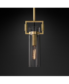 Postmodern all copper light luxury glass chandelier bathroom bedroom bedside living room dining room bar counter single head small hanging lamp