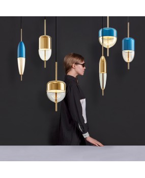 Postmodern gold blue droplet glass fashion designer bedroom dining room pendant light