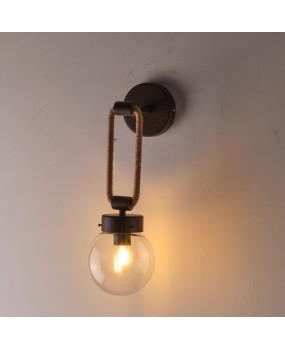 American glass hemp rope wall lamp retro industrial style creative living room TV background wall lamp bedroom bedside lamp