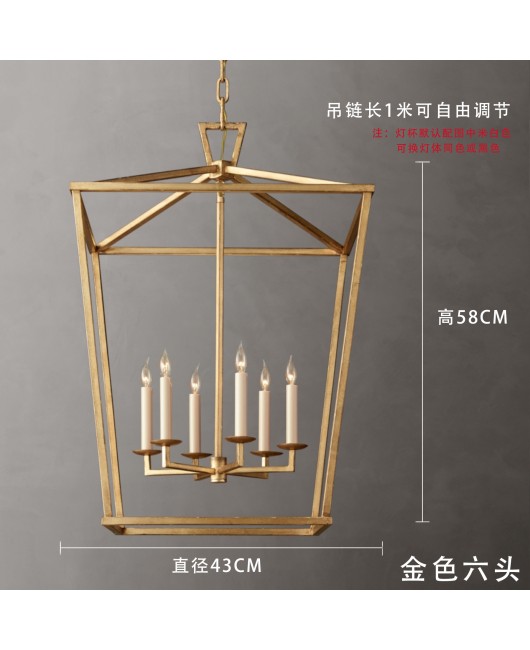 American style minimalist retro wrought iron chandelier, restaurant art lighting fixtures, living room lights, villa corridors, entrance hall lights, designer