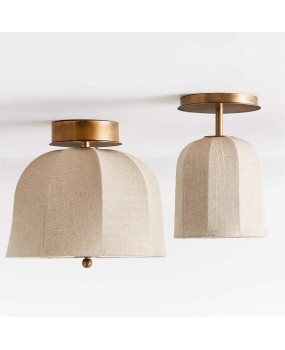 American linen fabric lampshade decoration living room dining room ceiling light homestay hotel villa bedroom artistic lighting