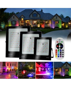 Cross border New Product Park Landscape 200W Colorful RGB Projection Light with Remote Control 100W Color Changing LED Flood Light