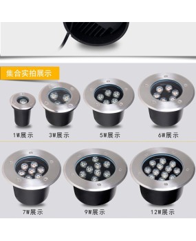 LED Underground Lamp Lawn 3w Trail Outdoor Waterproof Stainless Steel Colorful Square Corridor Garden Landscape Underground Lamp