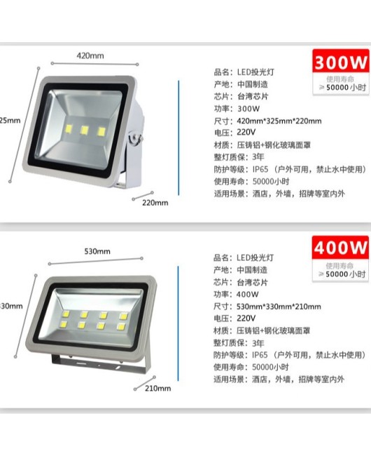 LED floodlights, outdoor waterproof spotlights, outdoor construction site lighting, landscape 50W100W billboards, stadium lawn lights