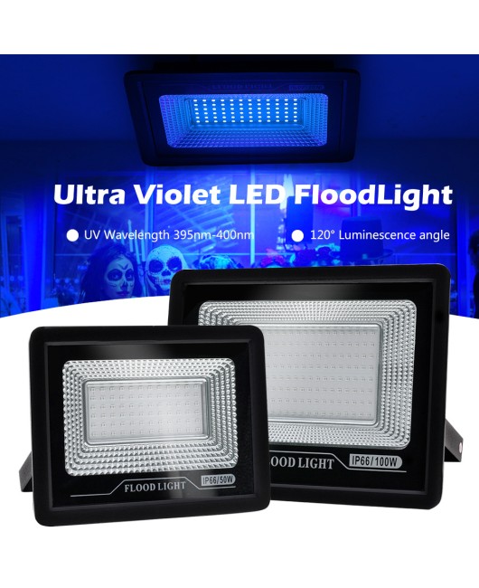 LED Purple Light Projection Lamp Flood Light KTV Bar Ghost House UV Fluorescent Curing Lamp Outdoor/Indoor Waterproof IP66