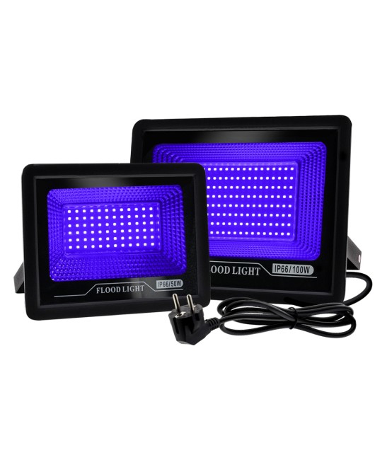 LED Purple Light Projection Lamp Flood Light KTV Bar Ghost House UV Fluorescent Curing Lamp Outdoor/Indoor Waterproof IP66