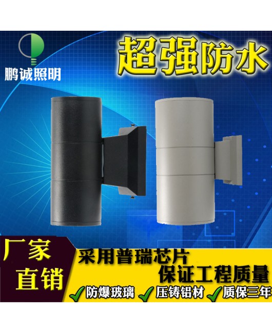 LED dual head single head exterior wall lamp, outdoor waterproof column, exterior wall, courtyard, garden, terrace cylindrical lamp, 6W