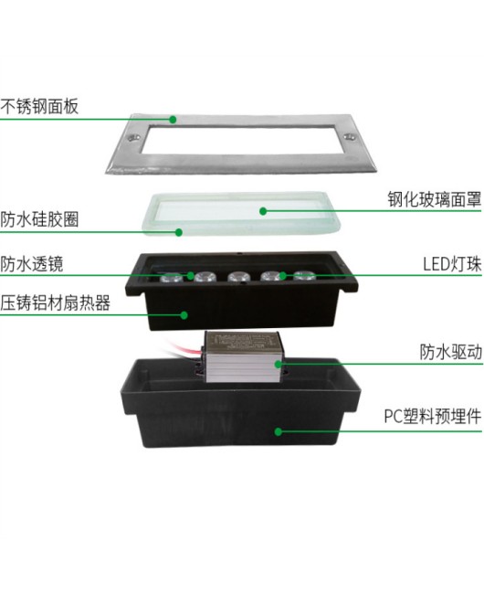 LED outdoor rectangular buried light, park landscape garden courtyard light, embedded floodlight, square light