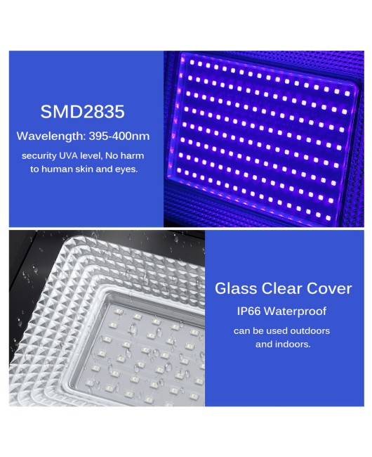LED Purple Light Projection Lamp Flood Light KTV Bar Ghost House UV Fluorescent Curing Lamp Outdoor/Indoor Waterproof IP66