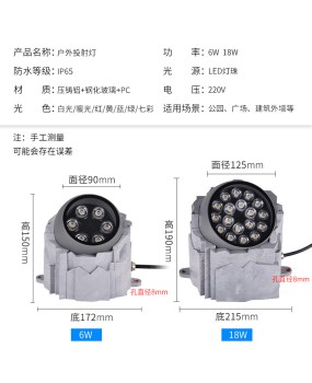 Rotating adjustable landscape imitation stone lamp aluminum LED projection tree lamp base ground mounted projection light 6W18W
