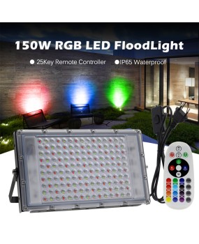 Cross border new outdoor landscape lighting 100W rainbow RGB floodlight with remote control color changing LED flood light