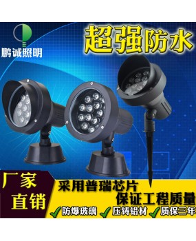 LED 18 watt outdoor waterproof ground plug light, tree light projection light, circular ground plug light, courtyard garden tree light, 9W