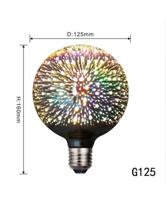 3D Fireworks Light Bulbs, 3D Edison LED Colorful Personalized Creative Decoration Light Bulbs, Colorful Fireworks, Starry Sky E27