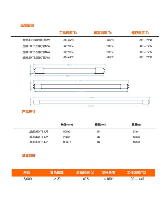 OSRAM T8 tube 0.6m 1.2m 9w 16w dual end power supply T8 glass energy-saving LED tube