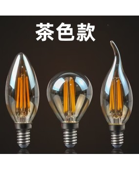 Edison LED brown light bulb C35 G45 amber retro nostalgic imitation tungsten filament lamp 4W6W brown warm light